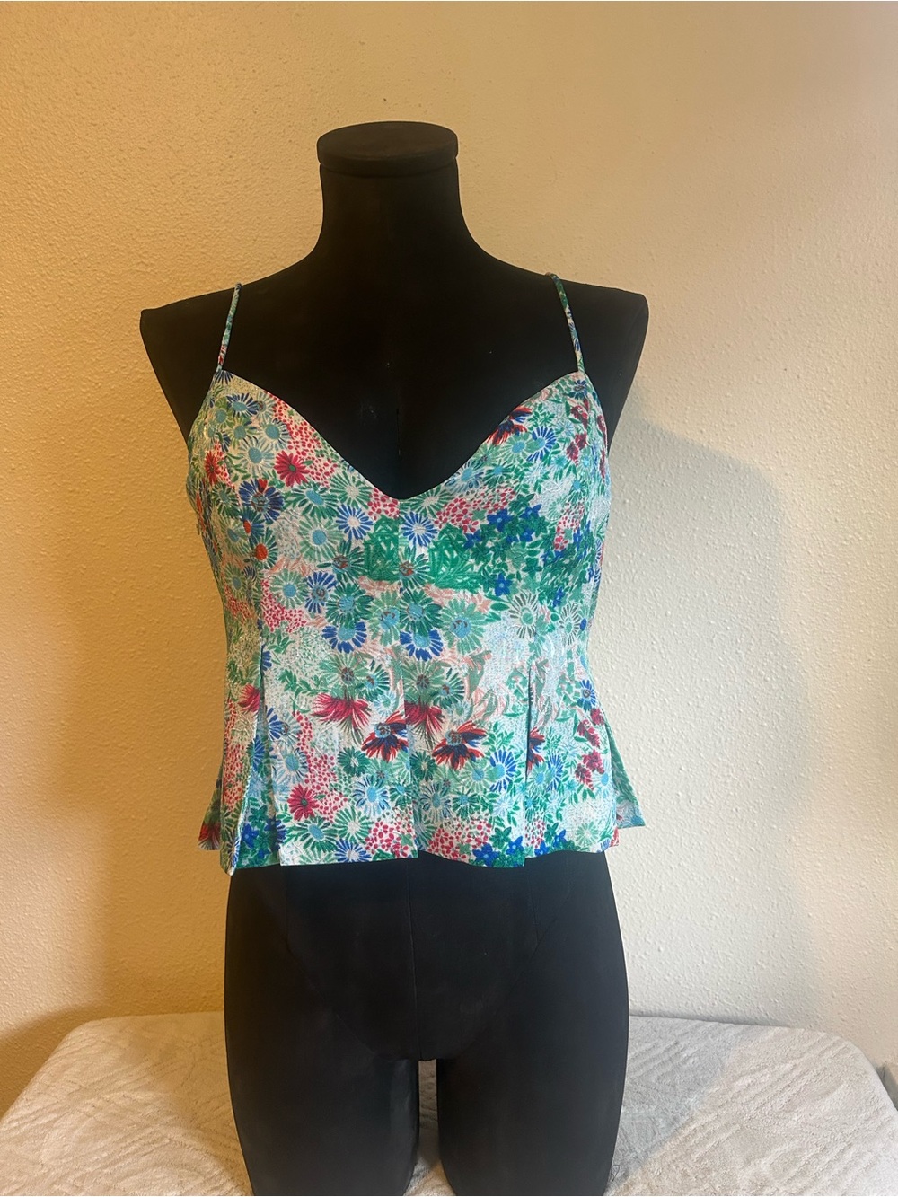 Dance & Marvel Floral Spaghetti Strap Camisole - Green Multi